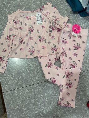The Children's Place Pink Floral Pajama Set - Light Pink Top & Leggings